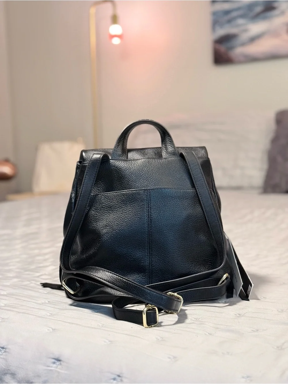Aimee Kestenberg Bali Black Leather Backpack Purse